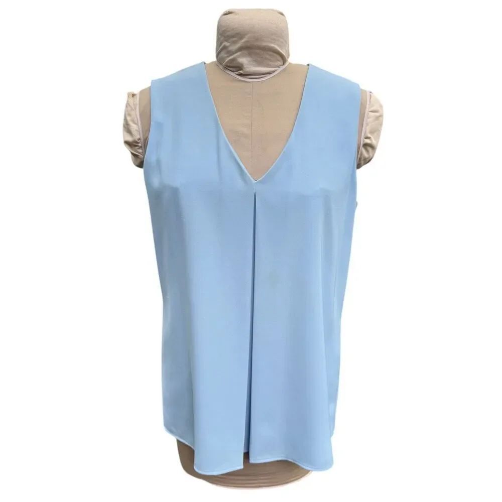 Calvin Klein Women’s V-Neck Sleeveless Top Sz. L Baby Blue Pleated